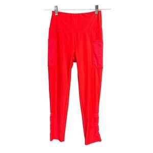 Capri Leggings extra small Coral Florescent Pockets workout casual Gym Lounge